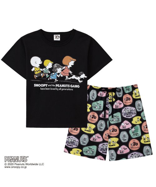 セール 部屋着 セットアップ Peanuts70周年記念 レトロスヌーピー Tシャツ 上下セット ルームウェア パジャマ セット レディース 春夏 部屋着 キャラク 503170033 エメフィール Aimerfeel D Fashion