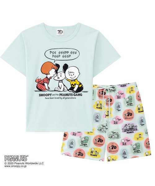 セール 部屋着 セットアップ Peanuts70周年記念 レトロスヌーピー Tシャツ 上下セット ルームウェア パジャマ セット レディース 春夏 部屋着 キャラク エメフィール Aimerfeel D Fashion