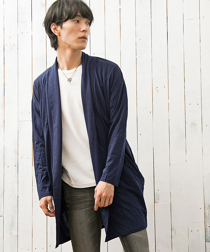 セール】カーディガン メンズ ロングカーデ ロング丈 ショールカラー ...