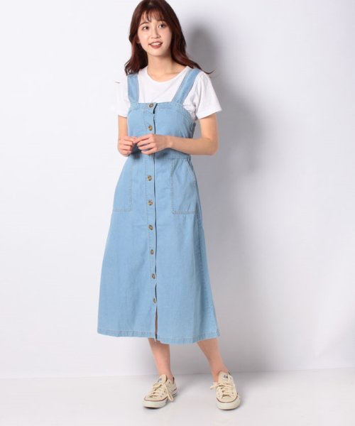 クーポン フロントボタンデニムワンピース バブ Bab D Fashion