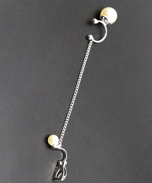イヤーカフイヤリング レディース ロング パール付き アクセサリー シルバー ゴールド フェイクパール イヤーカフ チェーン ミニミニストア Miniministore D Fashion