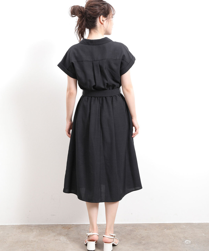 クーポン】【セール 50%OFF】【EASY CARE】共布ベルト付きタック