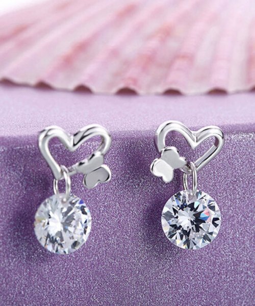 ピアス レディース 揺れる キラキラ シルバー 直結ピアス シンプル かわいい ハート 結婚式 おしゃれ オフィス 人気アクセサリー ショッピングゴー Shoppinggo D Fashion