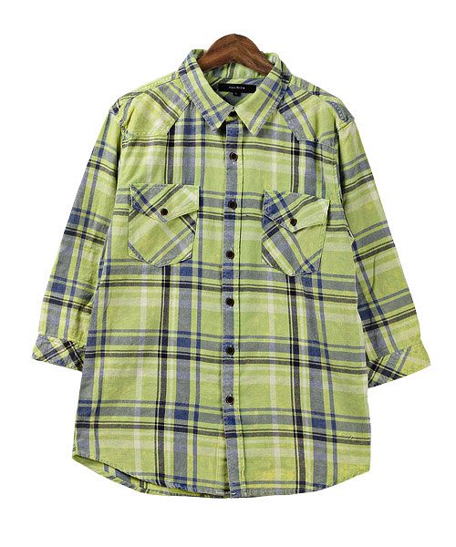 ラグスタイル LUXSTYLE 7分袖先染めチェックシャツ/シャツ