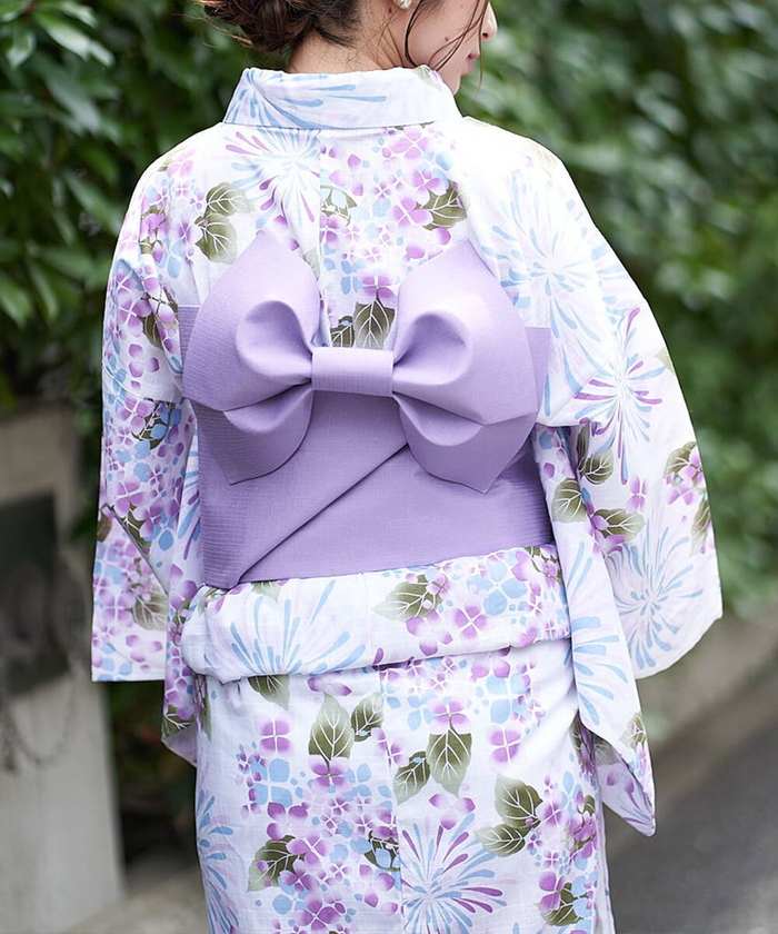 セール】【簡単】ゆかた・帯2点セット 紫陽花と花火柄浴衣 セール】【簡単】ゆかた・帯2点セット 紫陽花と花火柄浴衣