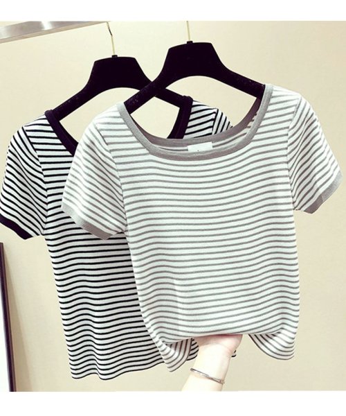 セール スクエアネックtシャツ ボーダーカットソー レディーストップス ゆるカットソー セイヘイショップ Seiheishop D Fashion