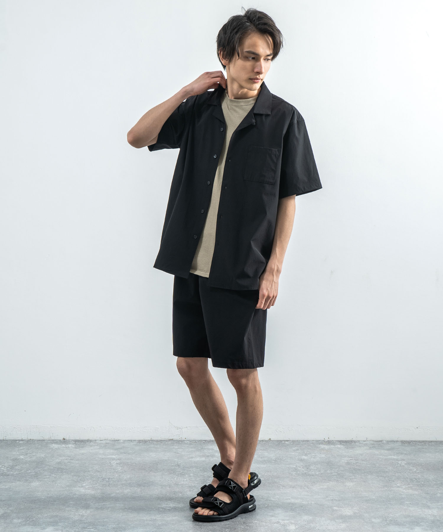 セットアップ オープンカラーシャツ 半袖 ショーツ ハーフパンツ 短