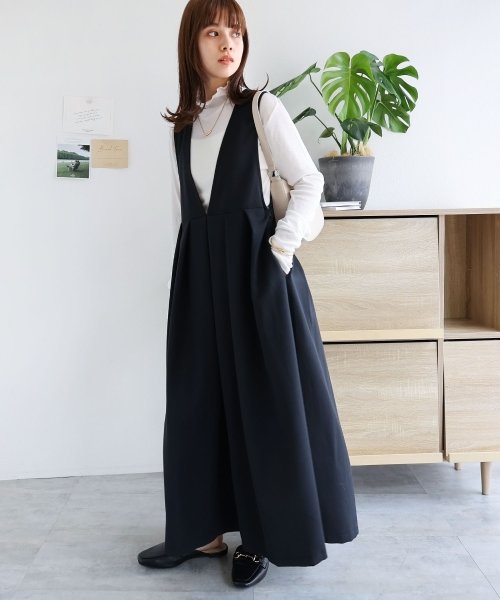 セール きれいめツイルvネックワンピース ジャンパースカート アンドミー And Me D Fashion セール きれいめツイルvネックワンピース ジャンパースカート アンドミー And Me D Fashion