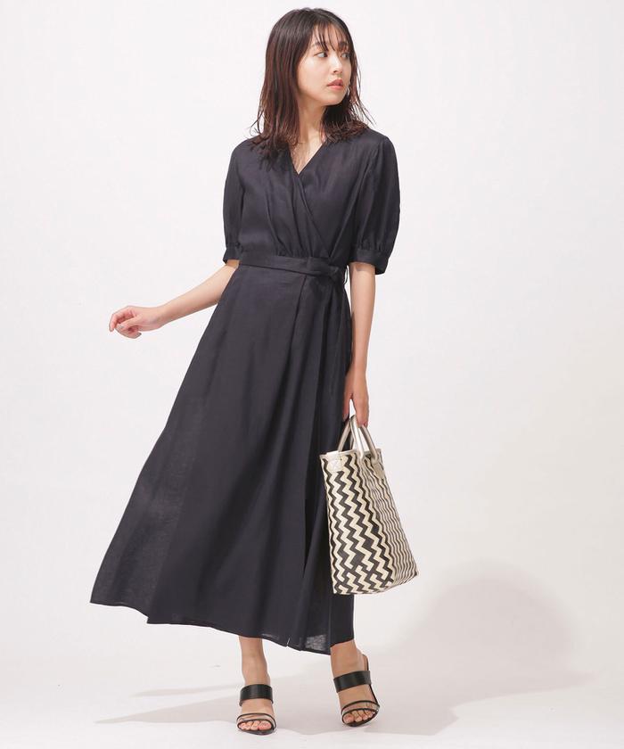 新品!!nuuno. カシュクールワンピース 00サイズ/WEB限定カラーあり】カシュクールシャツワンピース
