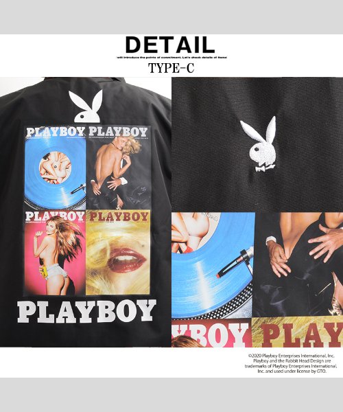 コーチジャケット メンズ プレイボーイ Playboy レディース ジャケット ブルゾン アウター 長袖 ビッグシルエット コーチジャケット ゆったり 大きい ワンフォークロージング 1111clothing D Fashion