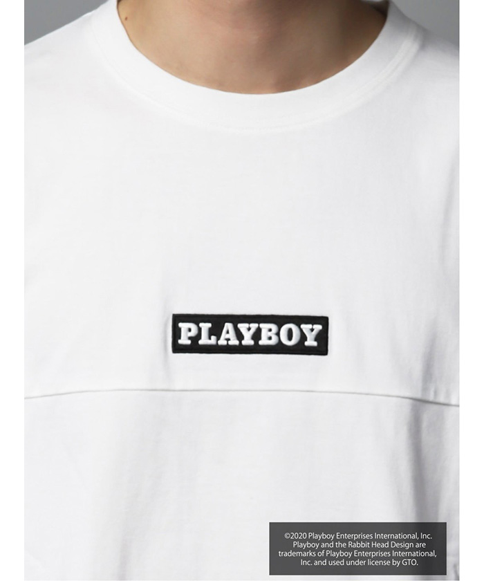 プレイボーイ/PLAYBOY別注 袖ラインBOXロゴ BIG半袖Tシャツ