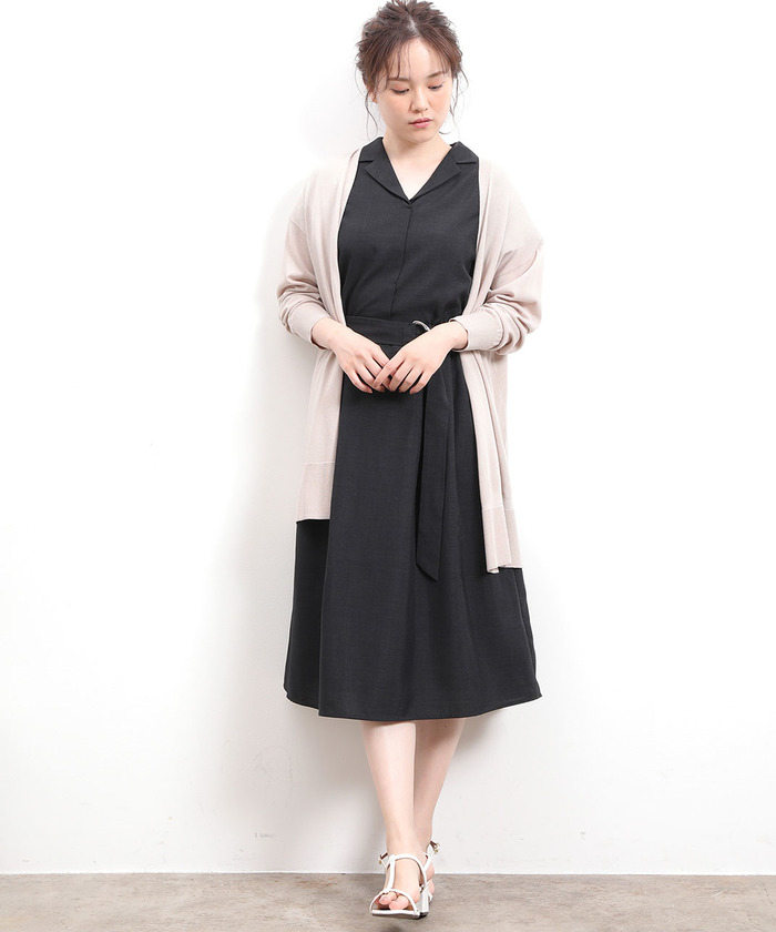 【I AM MARI】Collar Flare ワンピース＆ベルトセット I AM MARI】Collar Flare ワンピース＆ベルトセット ワンピース