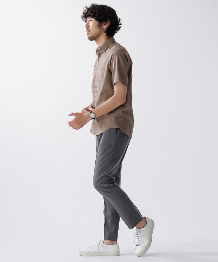 コムデギャルソンオム　半袖リネンシャツ　オープンカラー　開襟　クリーム色 Open Collared Shirt | public