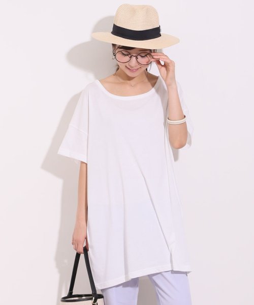 セール Tシャツ レディース 半袖 ビッグt ゆったり ロング丈 チュニック Uネック アンドミー And Me D Fashion