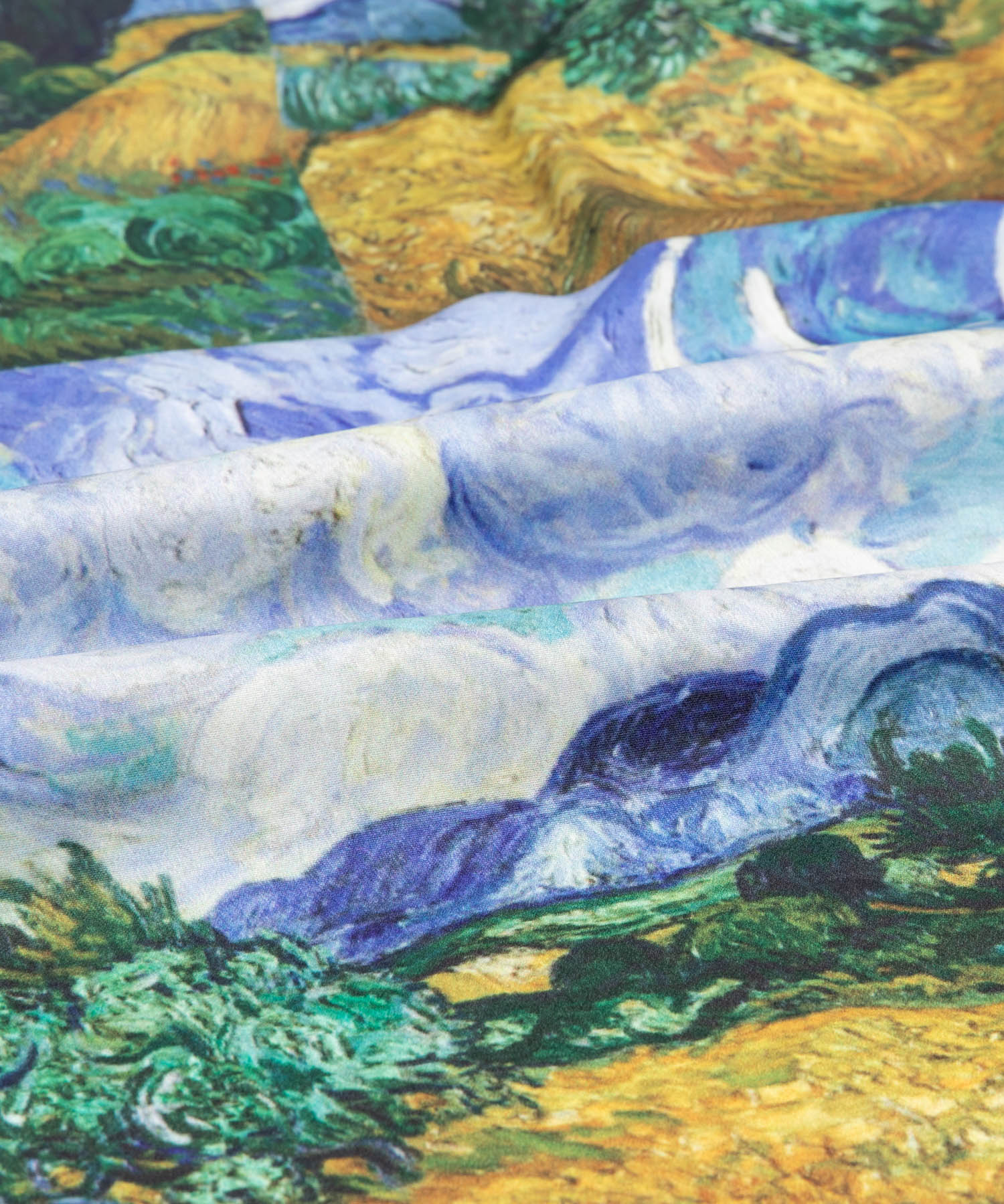 ヨーロピアン マルチカラー アート 絵画 個性的 総柄シャツ  白 青 半袖