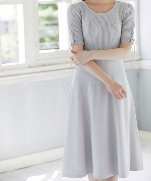 セール 取り外し可能な刺繍入り襟付きレースアップスリーブニットワンピース トッコクローゼット Tocco Closet D Fashion