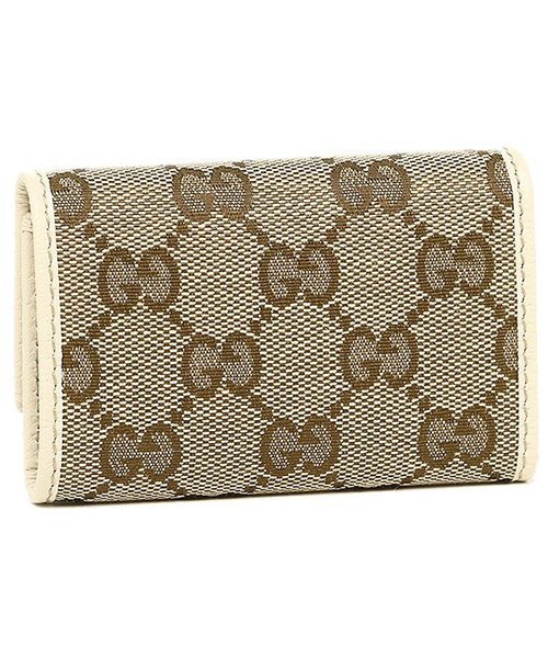グッチ キーケース レディース Gucci Ky9ig 9773 Metal Bar Ggキャンバス キーホルダー Beige Ebony M W グッチ Gucci D Fashion