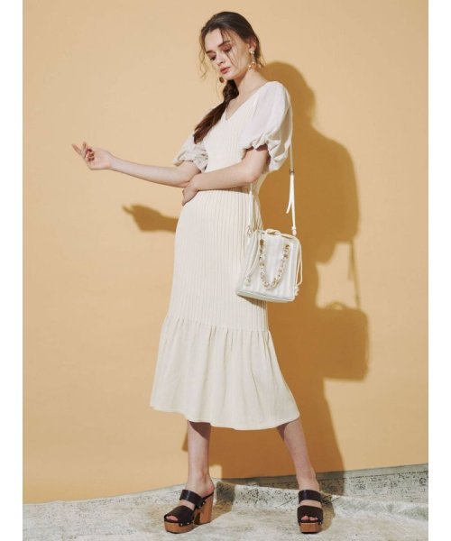 異素材バルーン袖ニットワンピース マーキュリーデュオ Mercuryduo D Fashion