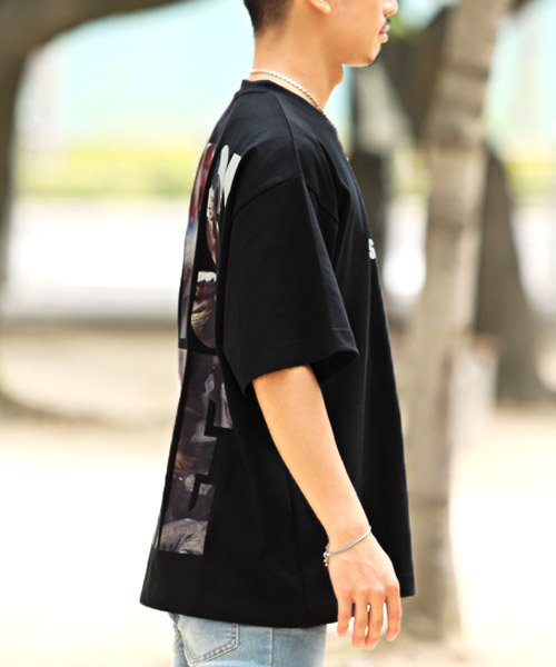セール 絵画バックプリントbig半袖tシャツ Tシャツ メンズ 半袖 5分袖 クルーネック 英文字 ラグスタイル Luxstyle D Fashion