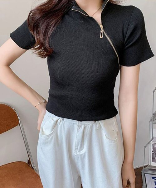 セール Tシャツ カットソー レディース ファスナー 細見え セクシー 夏ニット セイヘイショップ Seiheishop D Fashion セール Tシャツ カットソー レディース ファスナー 細見え セクシー 夏ニット セイヘイショップ Seiheishop D Fashion