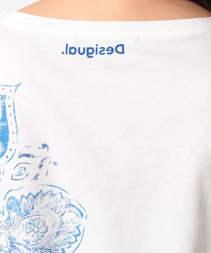 デシグアル Desigual カットアウトノースリーブTシャツ （ホワイト） デシグアル Desigual カットアウトノースリーブTシャツ