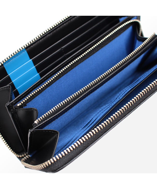 未使用級　LANVINenblue ランバンオンブルー　長財布　革　青　ブルー LANVIN en Bleu ランバンオンブルー 長財布 かぶせ レディース