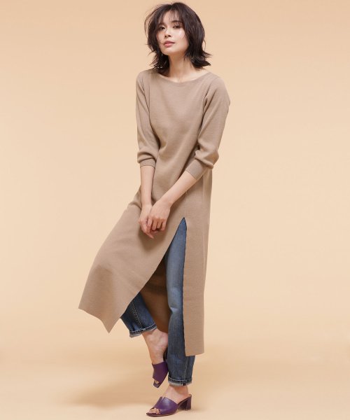 セール 50 Off ロングスリットニットワンピース ナノ ユニバース Nano Universe D Fashion