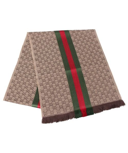 セール グッチ Gucci マフラー ストール メンズ レディース Gg総柄 Sc Verbier Scarf ブラック ベージュ 黒 g704 グッチ Gucci D Fashion
