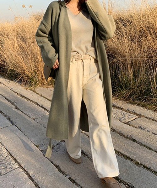 セール Naning9 ナンニング 2wayロングニットカーディガン トップス ロング カーディガン ニット ガウン ゆったり ナンニング Naning9 D Fashion