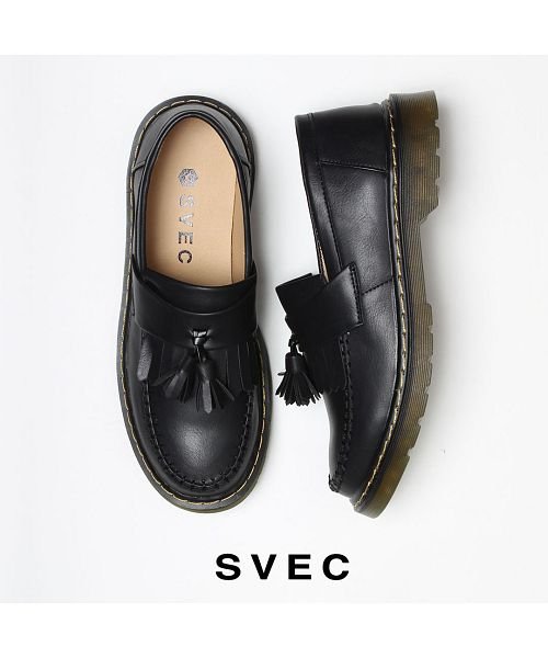 ローファー レディース クリアソール タッセル ローファー 黒 ブラック Svec シュベック ブランド おしゃれ 人気 かわいい 厚底 大きいサイズ マニッシ シュベック Svec D Fashion