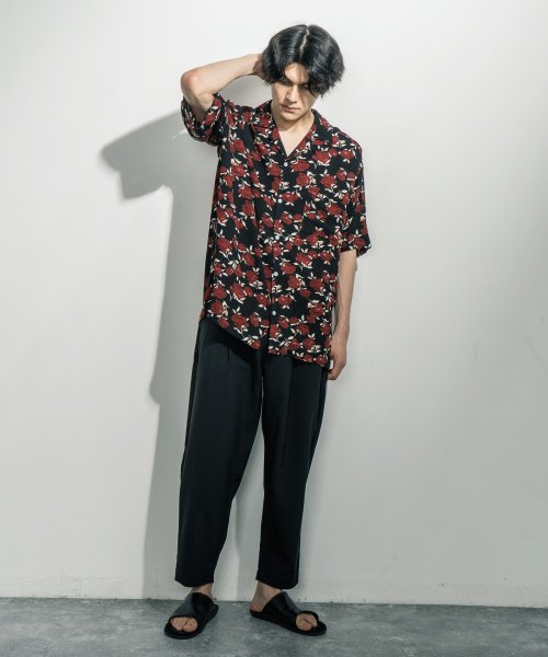 総柄シャツ メンズ 半袖 カジュアル 花柄 オープンカラー フラワー シンプル リゾート ストリート 開襟 ビッグシルエット オーバーサイズ アロハ リラックス ロッキーモンロー Rocky Monroe D Fashion