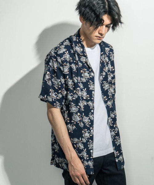 総柄シャツ メンズ 半袖 カジュアル 花柄 オープンカラー フラワー シンプル リゾート ストリート 開襟 ビッグシルエット オーバーサイズ アロハ リラックス ロッキーモンロー Rocky Monroe D Fashion