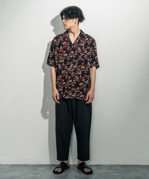 総柄シャツ メンズ 半袖 カジュアル 花柄 オープンカラー フラワー シンプル リゾート ストリート 開襟 ビッグシルエット オーバーサイズ アロハ リラックス ロッキーモンロー Rocky Monroe D Fashion