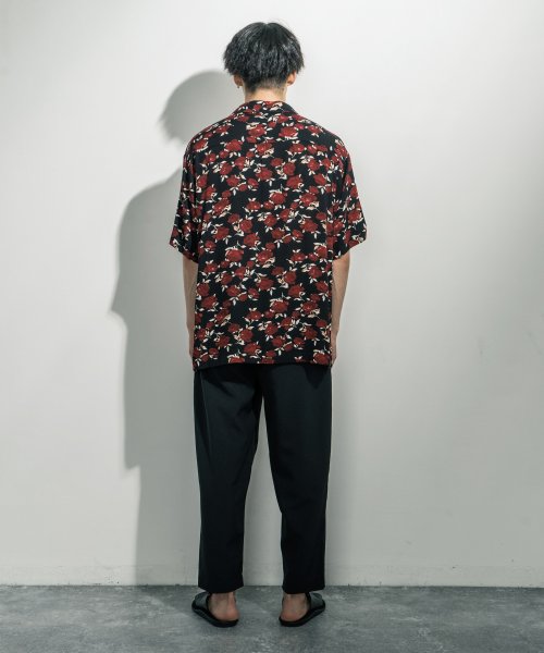 総柄シャツ メンズ 半袖 カジュアル 花柄 オープンカラー フラワー シンプル リゾート ストリート 開襟 ビッグシルエット オーバーサイズ アロハ リラックス ロッキーモンロー Rocky Monroe D Fashion