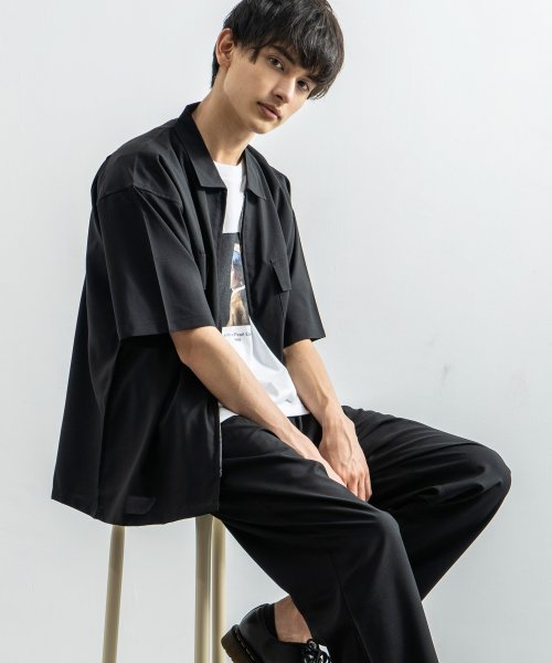 セットアップ メンズ 夏 上下 半袖 シャツジャケット テーパードパンツ 2点セット カジュアル ビッグシルエット 無地 ストリート 薄手 ゆったり 9555 ロッキーモンロー Rocky Monroe D Fashion