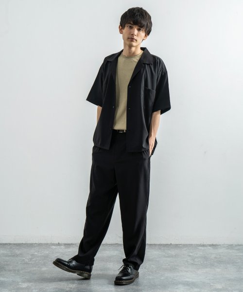 セットアップ メンズ 夏 上下 半袖 シャツジャケット テーパードパンツ 2点セット カジュアル ビッグシルエット 無地 ストリート 薄手 ゆったり 9555 ロッキーモンロー Rocky Monroe D Fashion