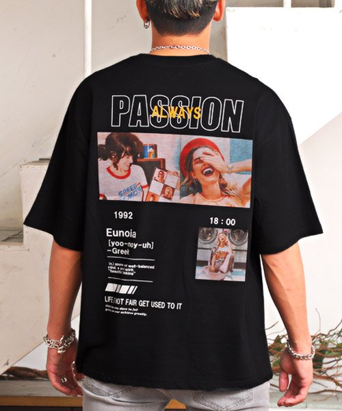セール バックガールズフォトプリント半袖tシャツ Tシャツ メンズ 半袖 ビッグシルエット ガールフォト プリント ラグスタイル Luxstyle D Fashion