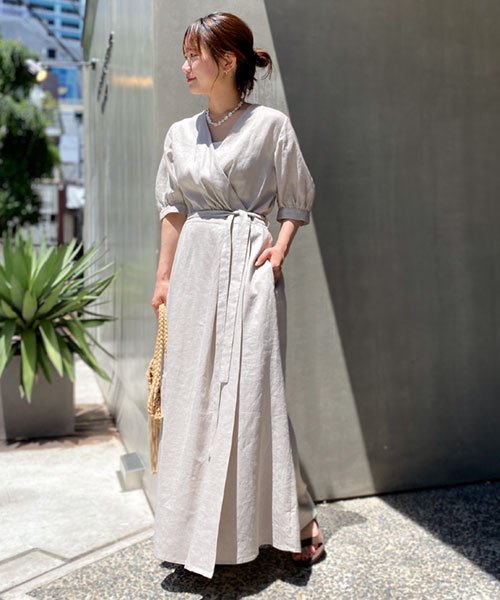 セール リネンカシュクールワンピース ナノ ユニバース Nano Universe D Fashion