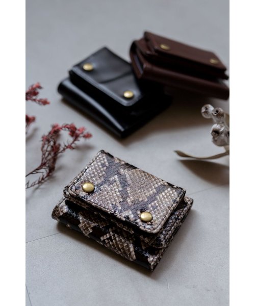セール 新色パイソンベージュ Rename 本革 3折ミニ財布 デバイス メンズ Device D Fashion