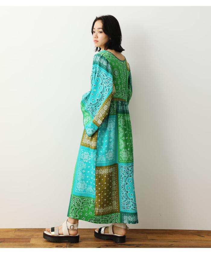 セール 50%OFF】バンダナパッチワークワンピース(503334237 セール 50%OFF】バンダナパッチワークワンピース(503334237
