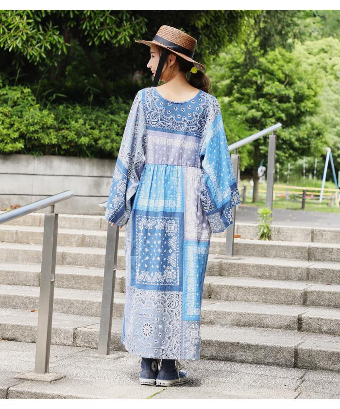 セール 50%OFF】バンダナパッチワークワンピース(503334237 セール 50%OFF】バンダナパッチワークワンピース(503334237