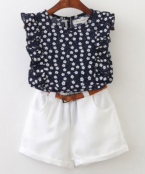 セール セットアップ 子供服 短パンツズボン 子供服 女の子 ノースリーブ トップス 花柄 ジュニア服 上下セット 通学着 夏 ミニミニストア Miniministore D Fashion セール セットアップ 子供服 短パンツズボン 子供服 女の子 ノースリーブ トップス 花柄 ジュニア服 上下セット 通学着 夏 ミニミニストア Miniministore D Fashion