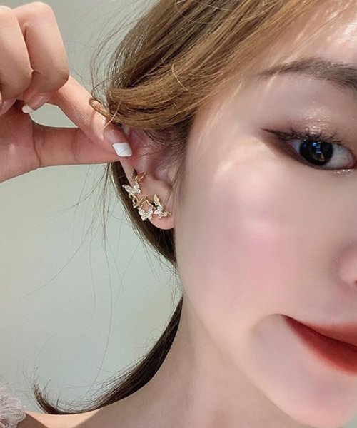 ピアスイヤーカフ レディース バタフライ 軟骨ピアス 蝶々 アクセサリー ゴールド ジュエリー 夏ピアス おしゃれ ミニミニストア Miniministore D Fashion