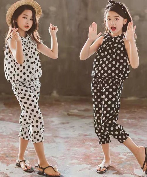 クーポン セール Off 子供服 女の子 セットアップ ドット柄 半袖 おしゃれ 袖なし 夏 キャミソール シフォン上下セット ベビー服 キッズ 洋服 ミニミニストア Miniministore D Fashion