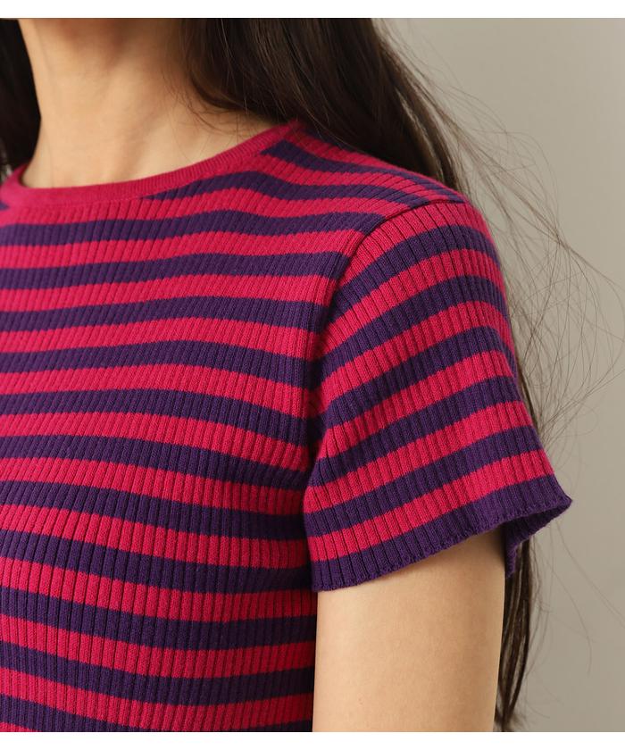 セール 50%OFF】BORDER RIB KNIT TOPS(503352868