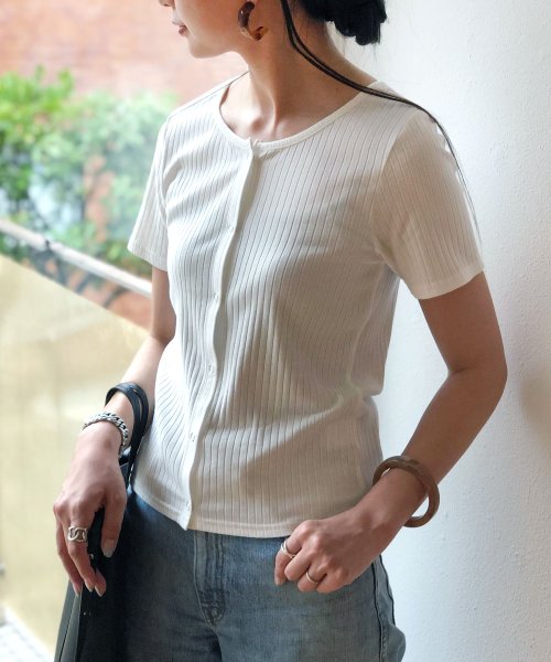 リブ半袖前ボタンtシャツトップス アンドミー And Me D Fashion リブ半袖前ボタンtシャツトップス アンドミー And Me D Fashion
