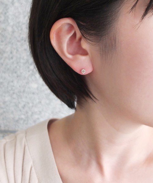 セカンドピアス K18シャンパンキュービックジルコニアピアス Yg テイクアップ Take Up D Fashion