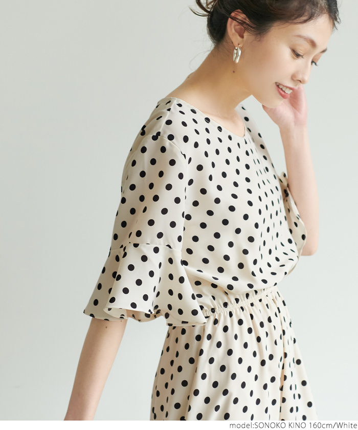 APRILPOOLDAY★DOLLY TOP ドット柄フレアスリーブトップス 楽天市場】【7/20(日)23:59迄クーポンで10％OFF】ブラウス