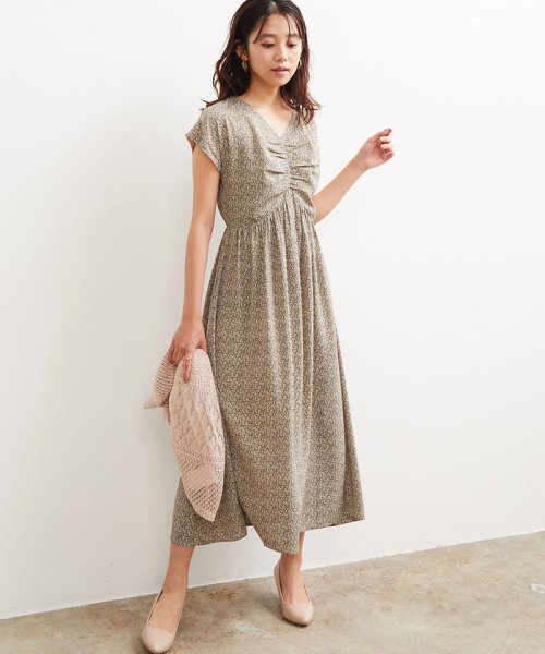 セール 50 Off フロントギャザーフレンチスリーブ花柄ワンピース ビス Vis D Fashion セール 50 Off フロントギャザーフレンチスリーブ花柄ワンピース ビス Vis D Fashion