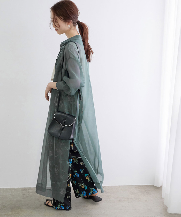 セール 60%OFF】オーガンジーロングシャツワンピース(503360877 セール 60%OFF】オーガンジーロングシャツワンピース(503360877